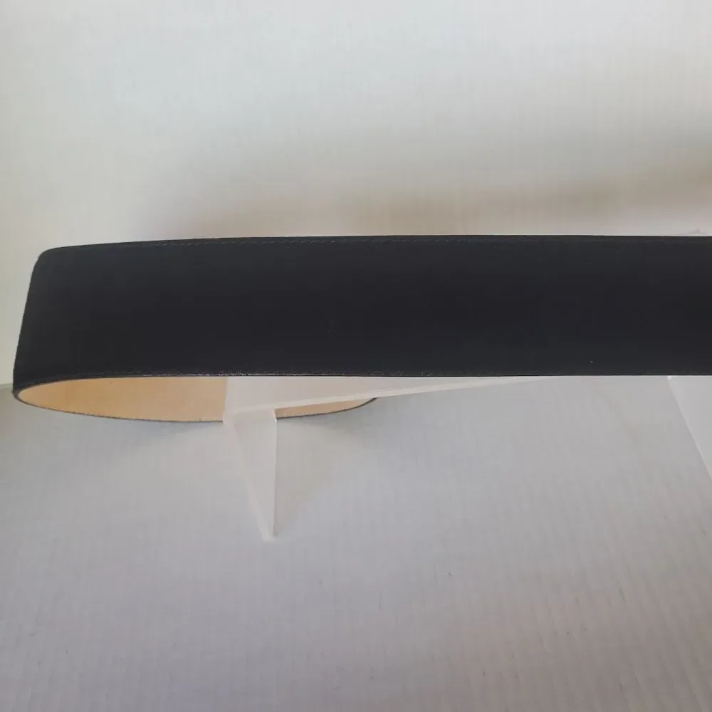 Black Suede “Door Knocker” style Belt with Gold Buckle NWT
